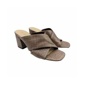 Seychelles Papaya Brown Woven Raffia Heel Slide Summer Vacation Boho Sandals